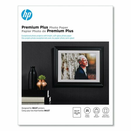 Hp Premium Plus Photo Paper, 11.5 mil, 8.5 x 11, Soft-Gloss White, PK25 CR671A